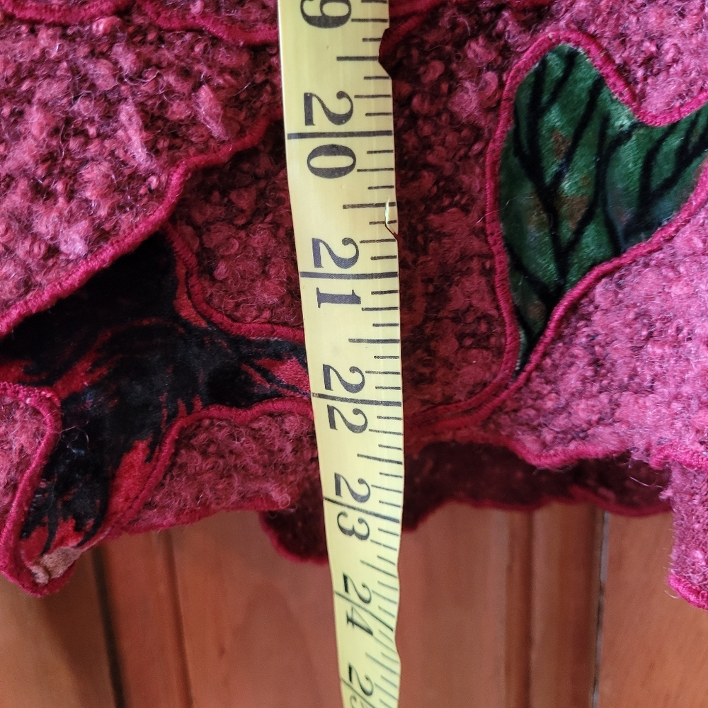 Vintage 90s Y2K Fairycore Whimsigoth Knit Cardigan Velvet Leaf Appliqué S/M - Picture 11 of 12